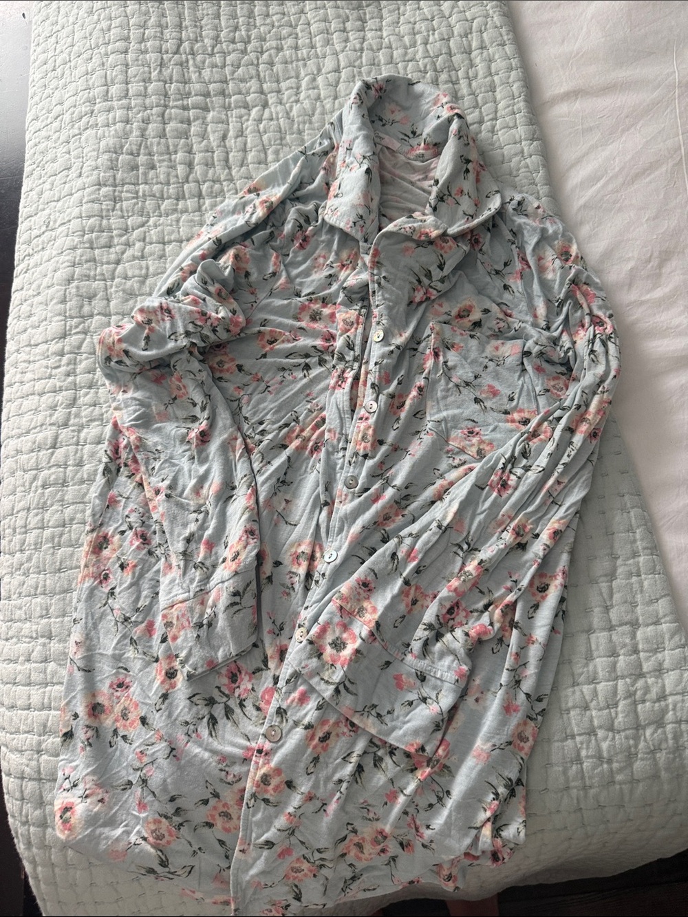 Everly Grey Light Blue Floral Button-Down Pajama Top and bottom